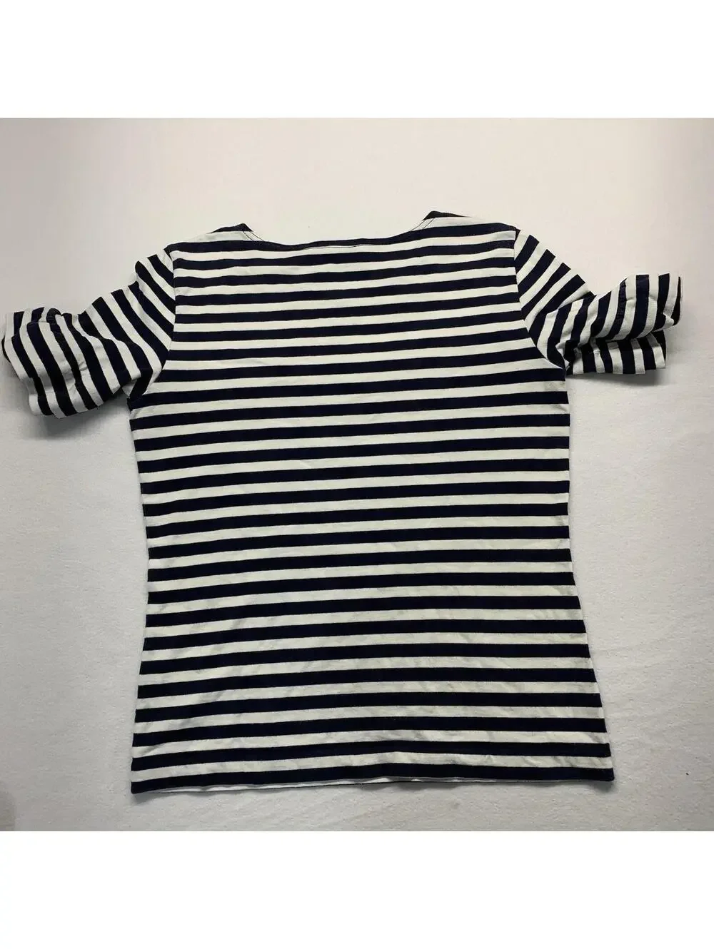 J.Crew Striped Ruffle Sleeve Top Womens XXS Navy White Nautical Scoop Neck Tee